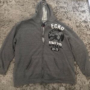 Ecko Unlimited Men’s Gray Full-Zip Hoodie with Rhinoceros Logo